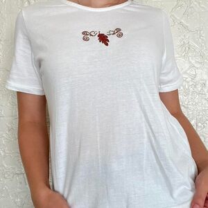 Blair T Shirt Fall Women's L White Leaf Orange